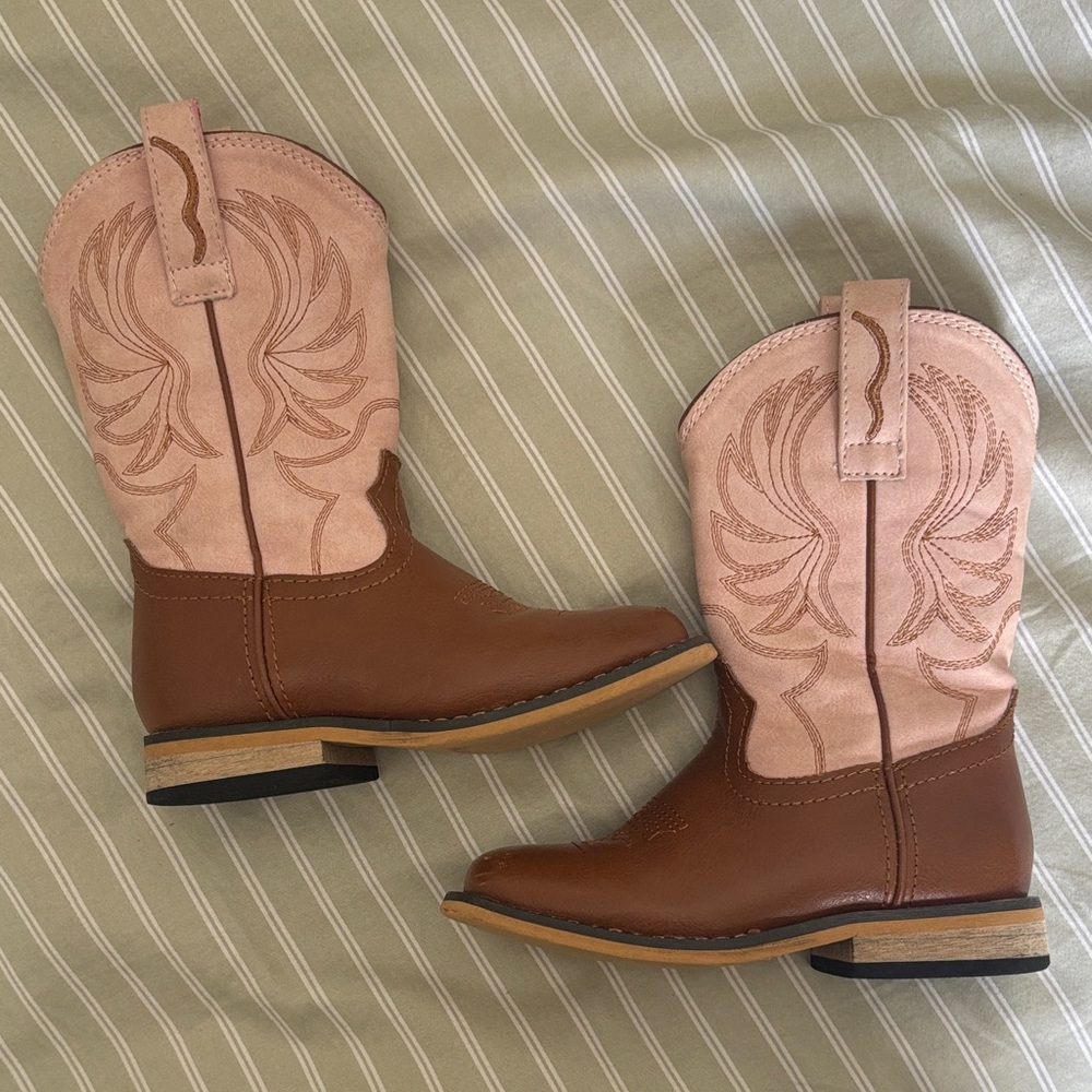 Rollda Pink and Brown Western Boots
